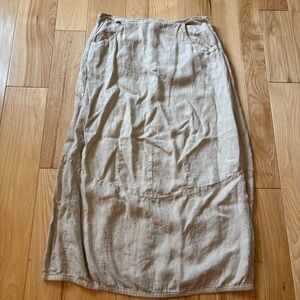 Vintage Lagenlook Style Tan Linen Skirt